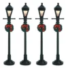 Accessori Lemax 4 lampade stradali illuminate a pile