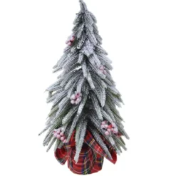 Albero artificiale da tavolo Bacche Alt. 27 cm Verde innevato