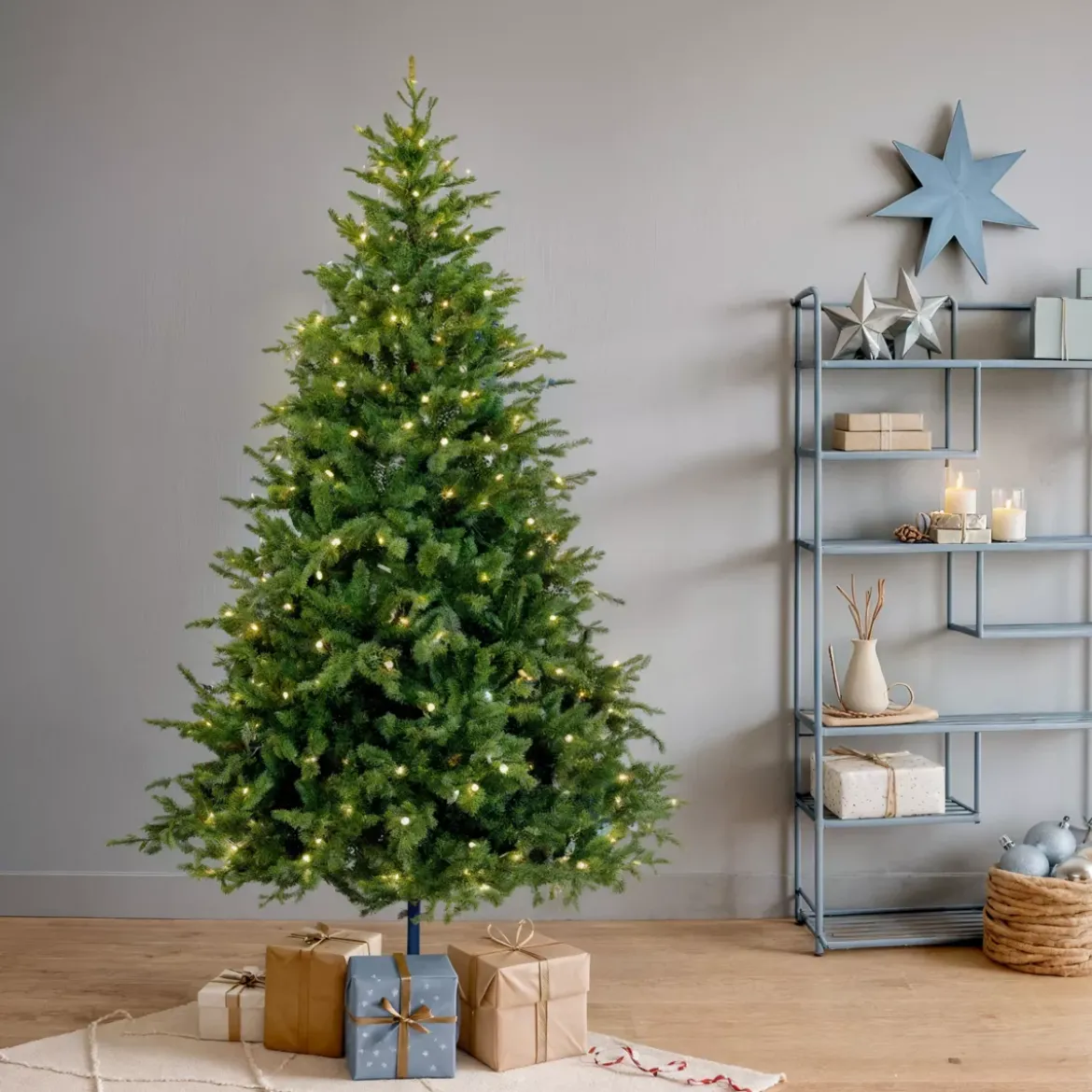 Albero di Natale artificiale luminoso 600 LED (H240 cm) Idaho Verde abete