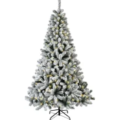 Albero di Natale artificiale luminoso 640 LED H300 cm King Verde innevato