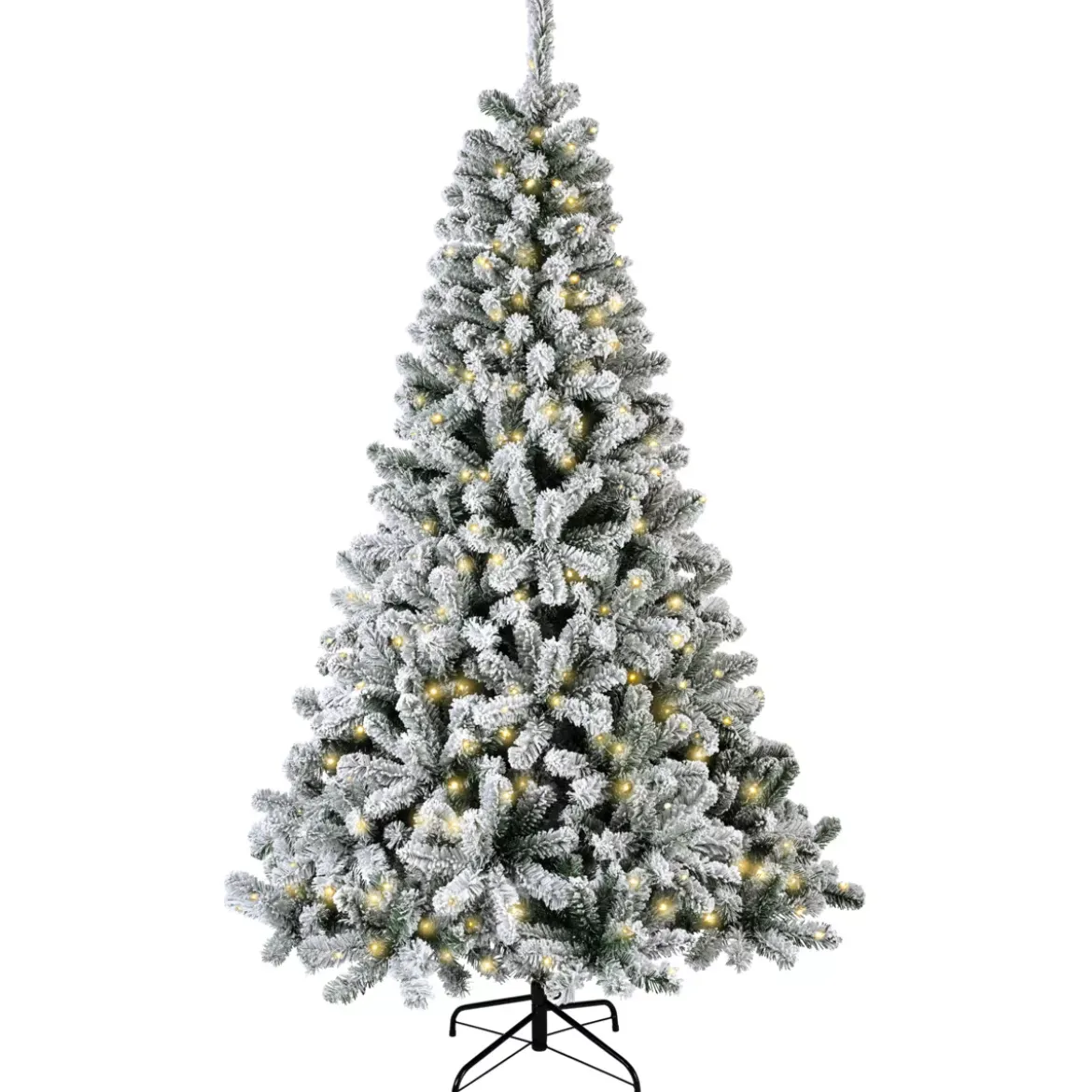 Albero di Natale artificiale luminoso 640 LED H300 cm King Verde innevato