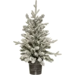 Albero di Natale artificiale in vaso (H70 cm) Frosty Verde innevato