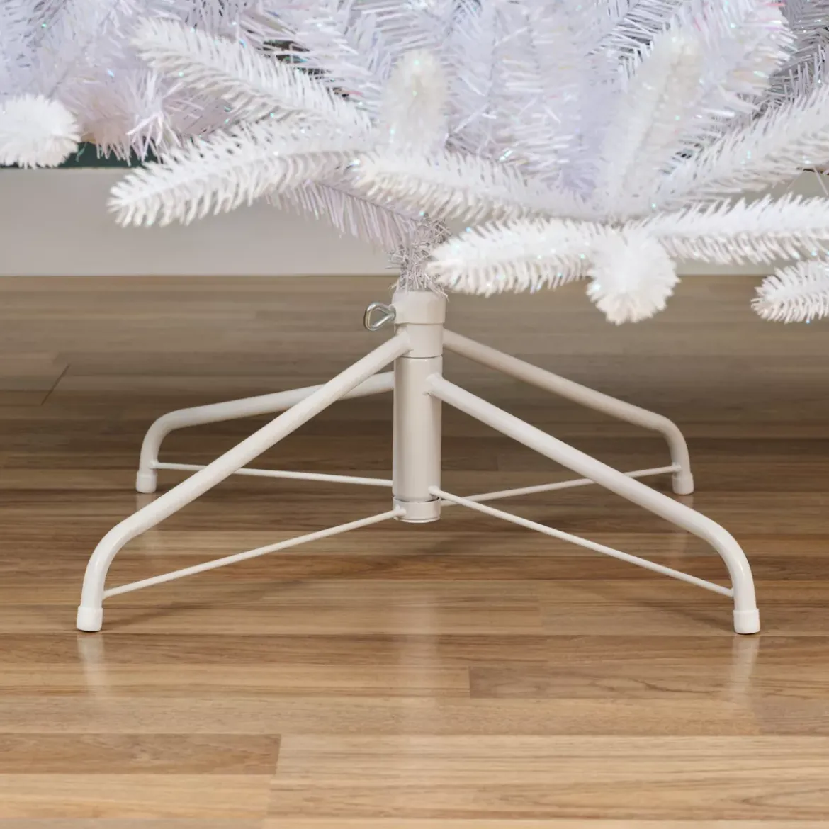 Albero di Natale artificiale H210 cm Odense Bianco iridescente e glitterato