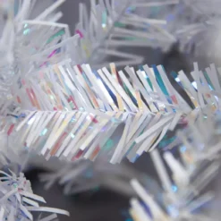 Albero di Natale artificiale H210 cm Odense Bianco iridescente e glitterato