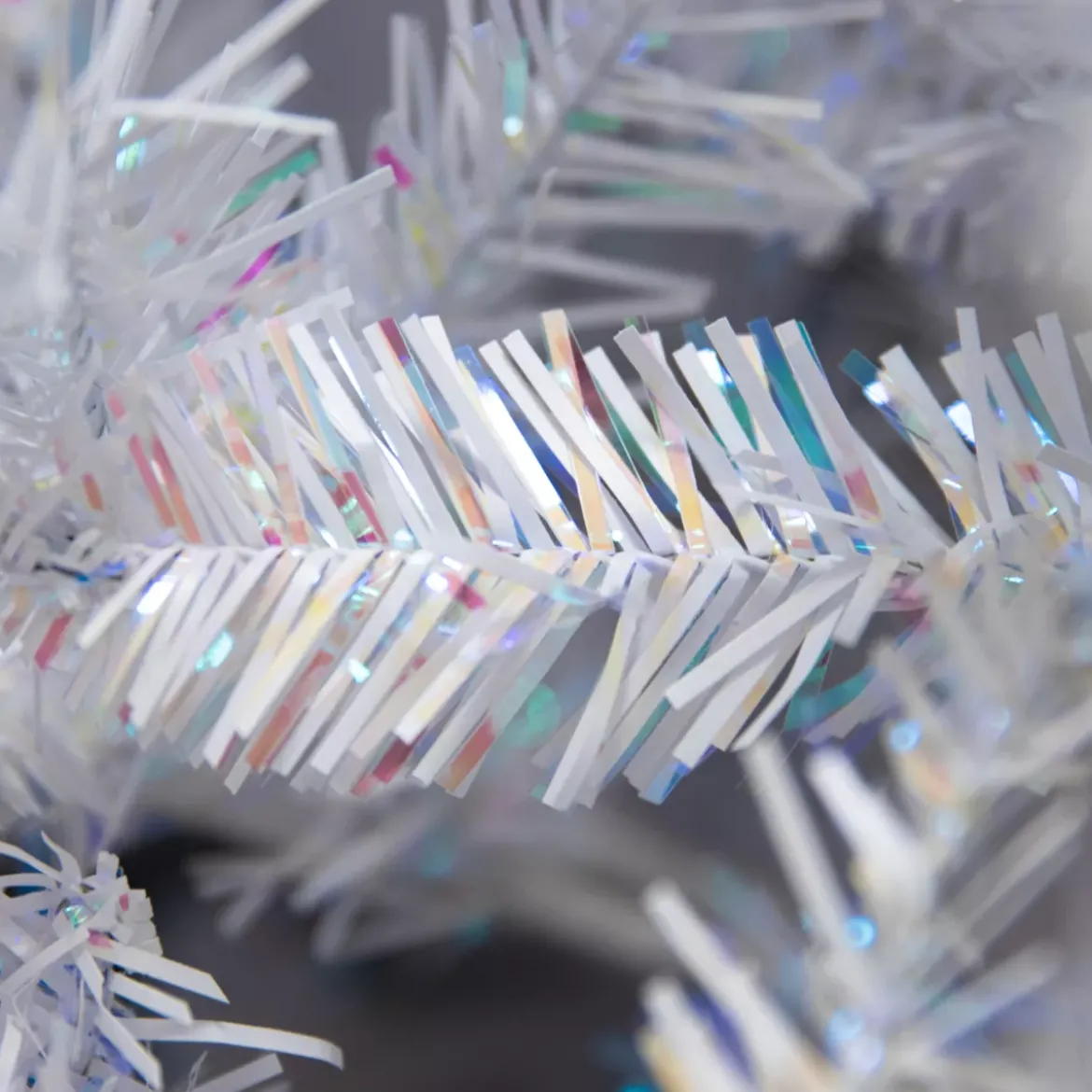 Albero di Natale artificiale H180 cm Odense Bianco iridescente e glitterato