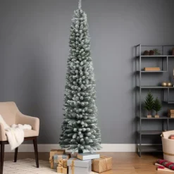 Albero di Natale artificiale Narrow Alt. 300 cm Verde innevato