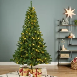 Albero di Natale artificiale luminoso 640 LED H300 cm King Verde abete