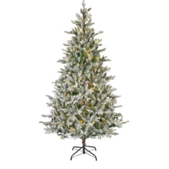 Albero di Natale artificiale luminoso 320 LED (H180 cm) Allix Verde innevato