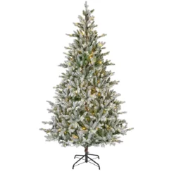 Albero di Natale artificiale luminoso 430 LED (H210 cm) Allix Verde innevato