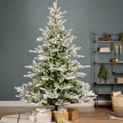 Albero di Natale artificiale luminoso 700 LED (H240 cm) Glorious Verde innevato