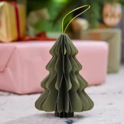 Albero di Natale di carta da appendere (H15 cm) Chiusura Magnetica Verde