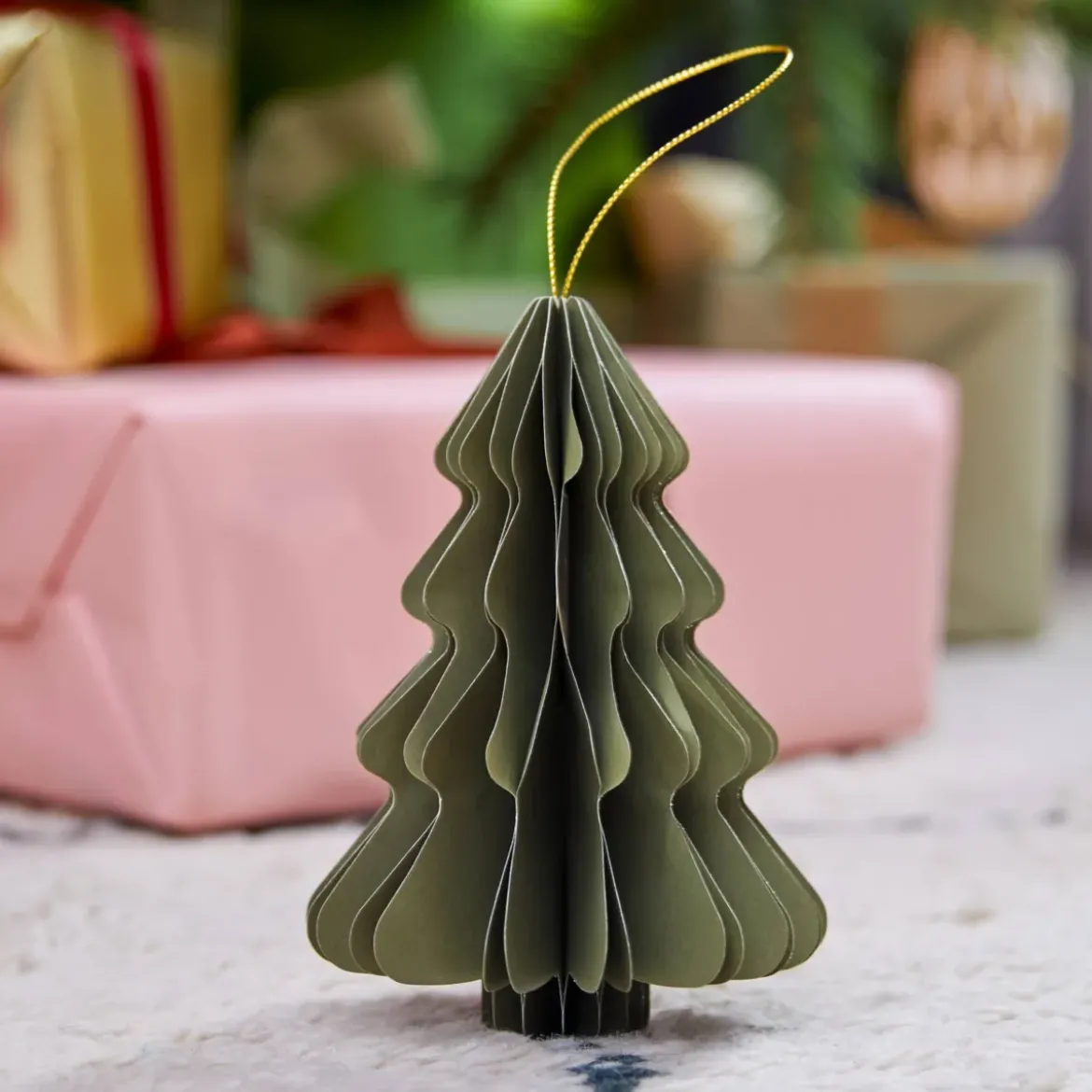 Albero di Natale di carta da appendere (H15 cm) Chiusura Magnetica Verde