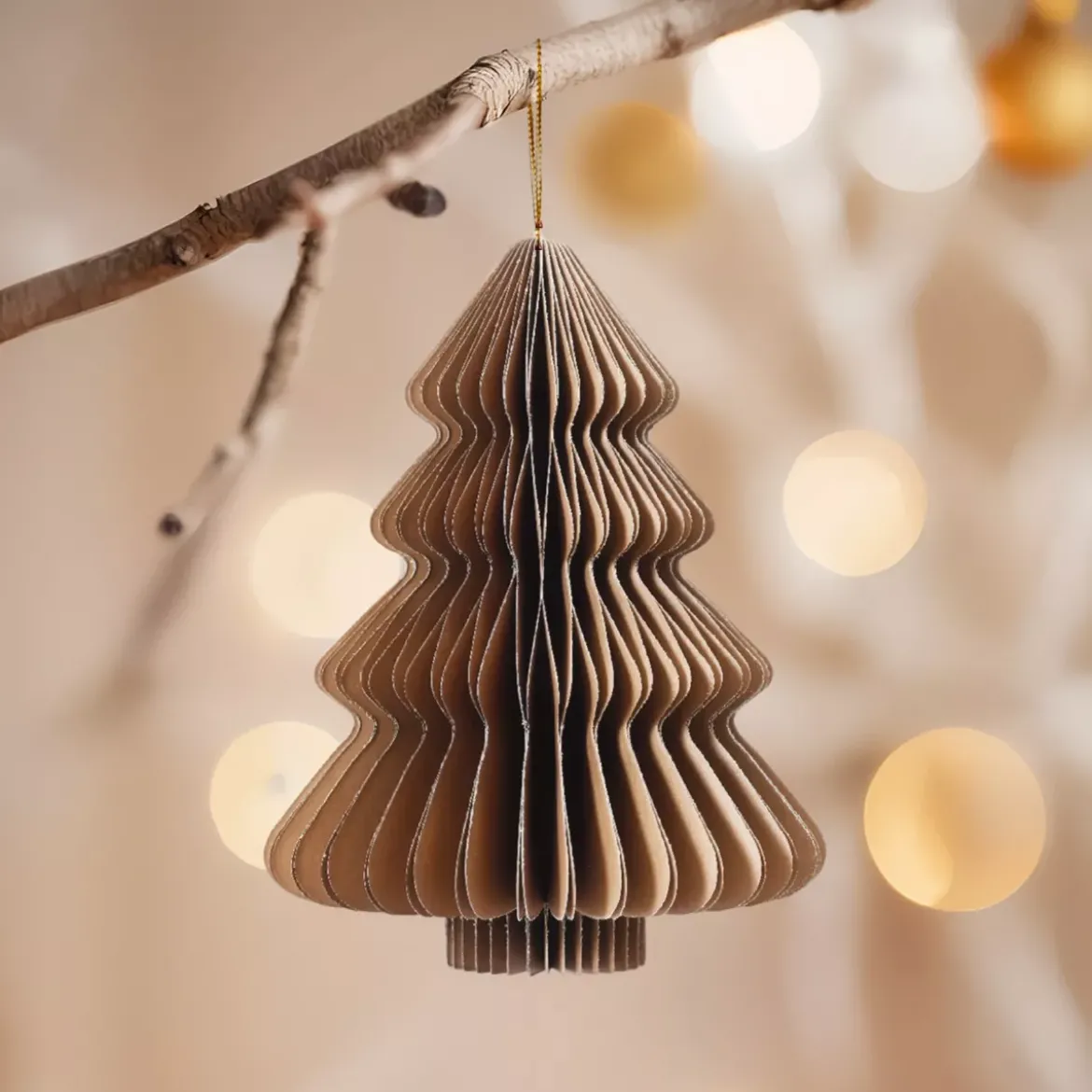 Albero di Natale in carta da appendere (H15 cm) Chiusura Magnetica Marrone