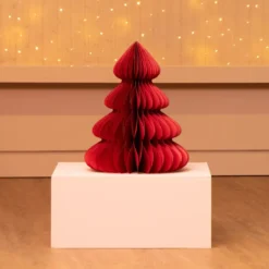 Albero di Natale in carta da tavolo (H60 cm) Chiusura Magnetica Rosso