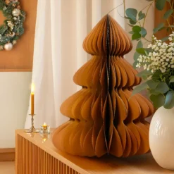 Albero di Natale in carta da tavolo (H60 cm) Chiusura magnetica Marrone caffè