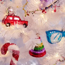 Albero di Natale in vetro da appendere (H10 cm) Natale allegro Multicolore