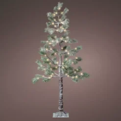 Albero luminoso 72 LED (H150 cm) Abete Alpino innevato e bianco caldo