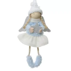 Angelo da appendere (H16 cm) Piccola Bambina stellata Blu