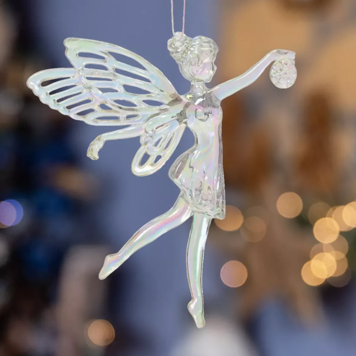 Angelo di Natale da appendere (H11 cm) Féerie Trasparente iridescente