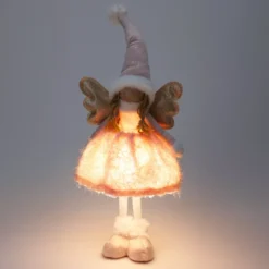 Angelo di Natale luminoso a pile (H50 cm) Gladys abito Rosa
