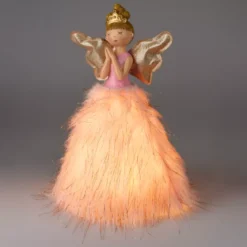 Angelo di Natale luminoso a pile (H36 cm) Mendhy abito Rosa