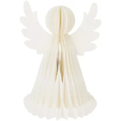 Angelo luminoso con pile 6 LED (H38 cm) Carta chiusura magnetica Bianco