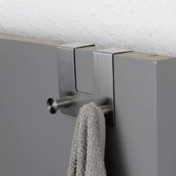 Appendiabiti per porta inox 2 ganci (H10 cm) Cromo