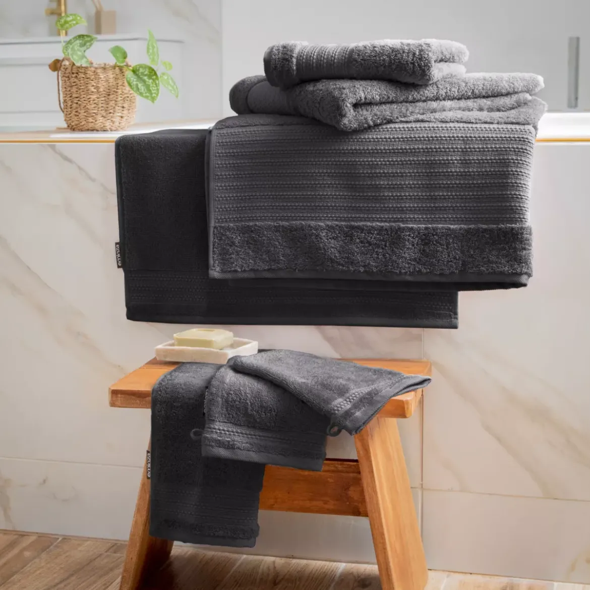 Asciugamano bagno cotone bio (70 x 130 cm) Méline Grigio tempesta