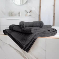 Asciugamano bagno cotone bio (50 x 90 cm) Méline Grigio tempesta