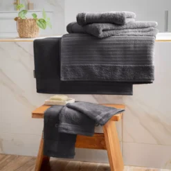 Asciugamano bagno cotone bio (50 x 90 cm) Méline Grigio tempesta