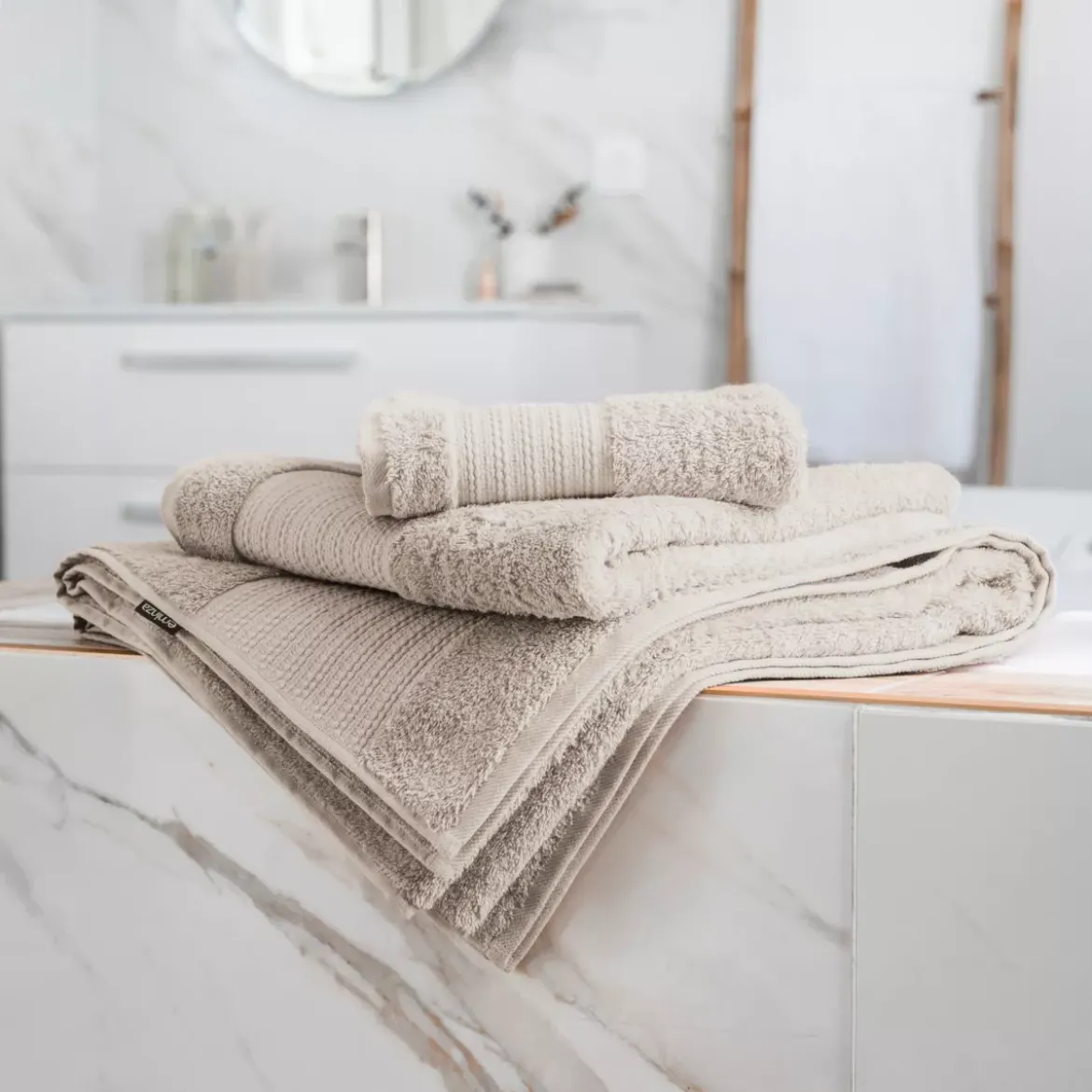 Asciugamano bagno cotone bio (50 x 90 cm) Méline Beige pampa