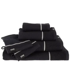Asciugamano da bagno in cotone a nido d'ape (90 x 150 cm) Japandi Nero