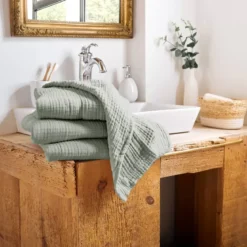 Asciugamano da bagno in garza di cotone (70 x 130 cm) Gaia Verde eucalipto