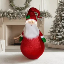 Babbo Natale luminoso a pile (H120 cm) Pieghevole Rosso glitterato