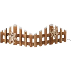 Barriera in legno luminosa a batteria 15 LED (76 x H20 cm) Recinzione decorativa Bianco caldo