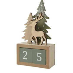 Calendario dell'Avvento in cubi di legno (H18 cm) Cervo Naturale