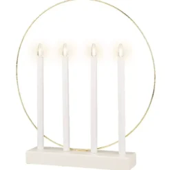 candeliere cerchio a pile con luci Bianco caldo 4 LED
