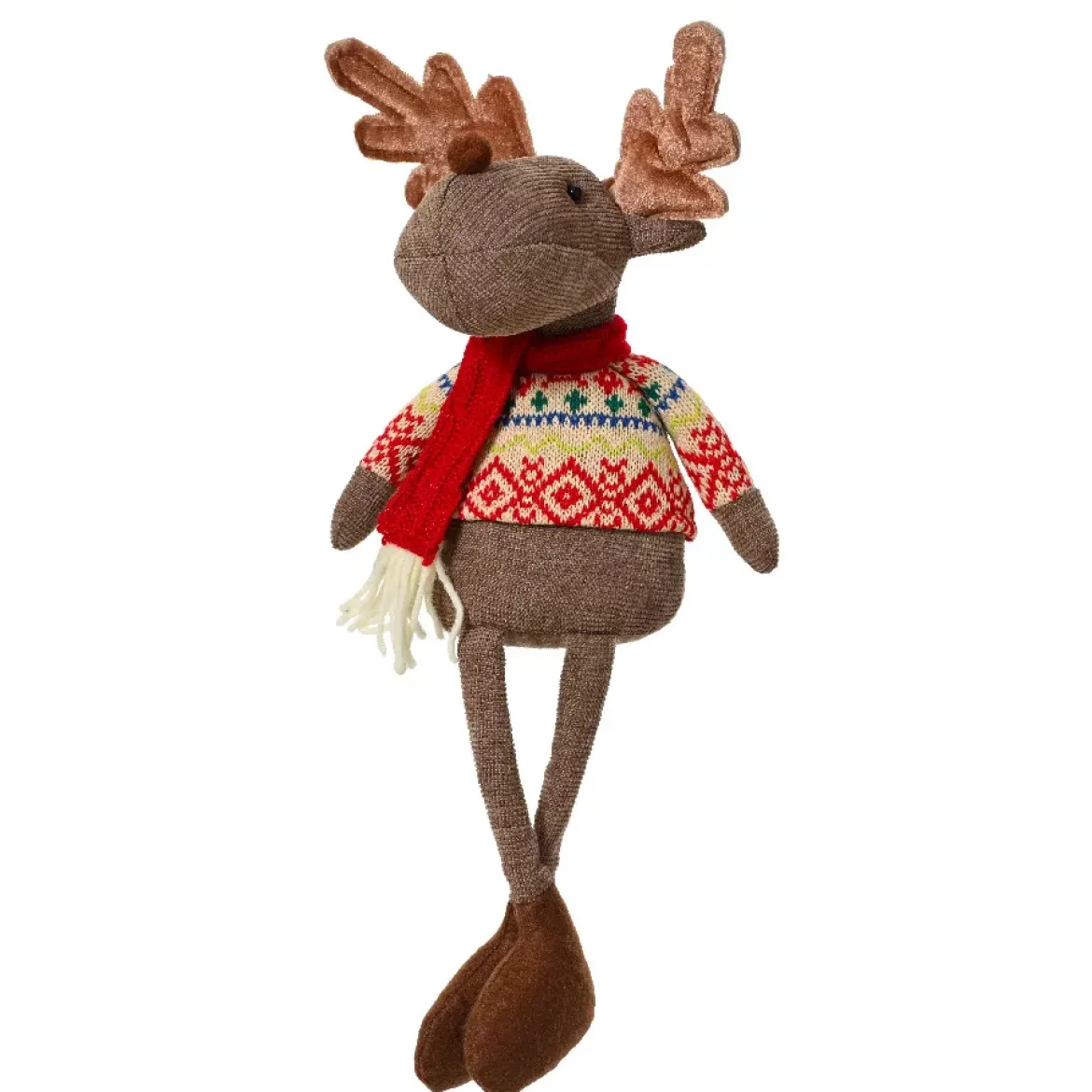 Caribù decorativo natalizio (H40 cm) Loulou sciarpa Rossa