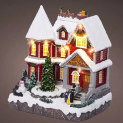 Casa del Villaggio di Natale illuminata, musicale e animata a pile (H23 cm) Camden Street