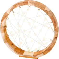 Cerchio luminoso a pile 60 LED (D24 cm) Astro in legno Bianco caldo