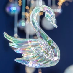 Cigno da appendere (H10 cm) Ice Trasparente iridescente