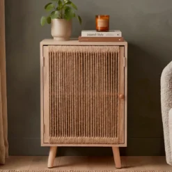 Comò cassettiera 1 porta legno e corda di canapa (40 x 65 cm) Manille Beige