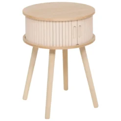 Comodino rotondo in legno (H54 cm) Nysos Crema