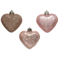Confezione di 6 cuori di Natale Alpine Rosa cipria