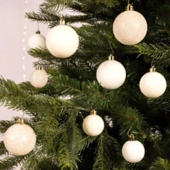 Confezione di 30 palline di Natale assortimento Alpine Bianco panna