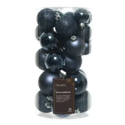 Confezione di 30 palline di Natale Alpine assortite Blu notte