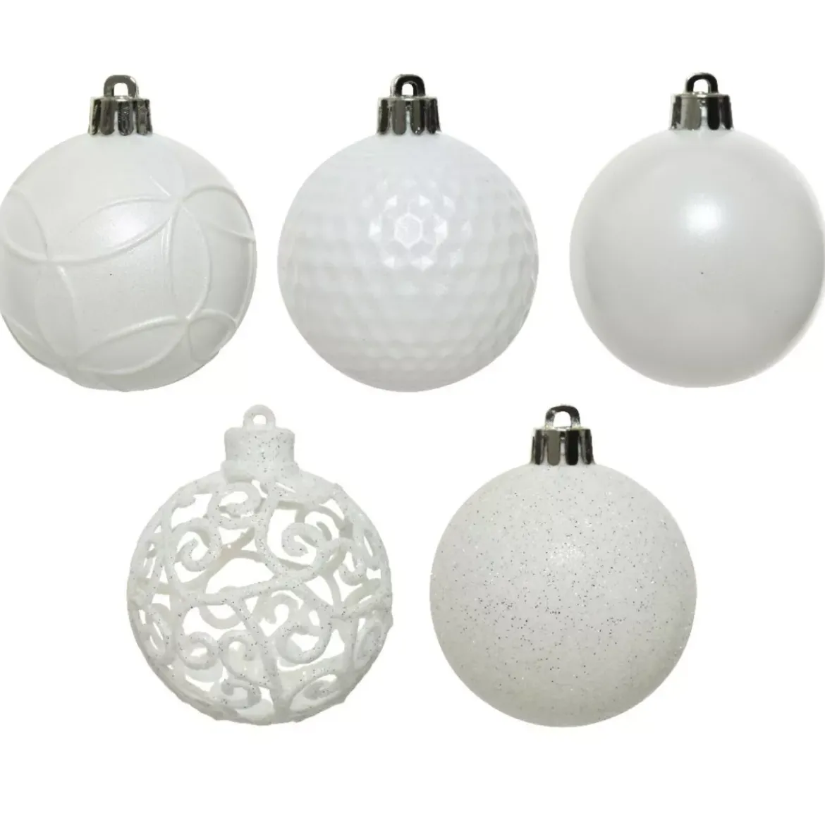 Confezione di 37 palline di Natale (D60 mm) Alpine mix Bianco