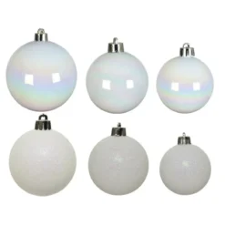 Confezione di 30 palline di Natale assortimento Alpine Bianco perlato