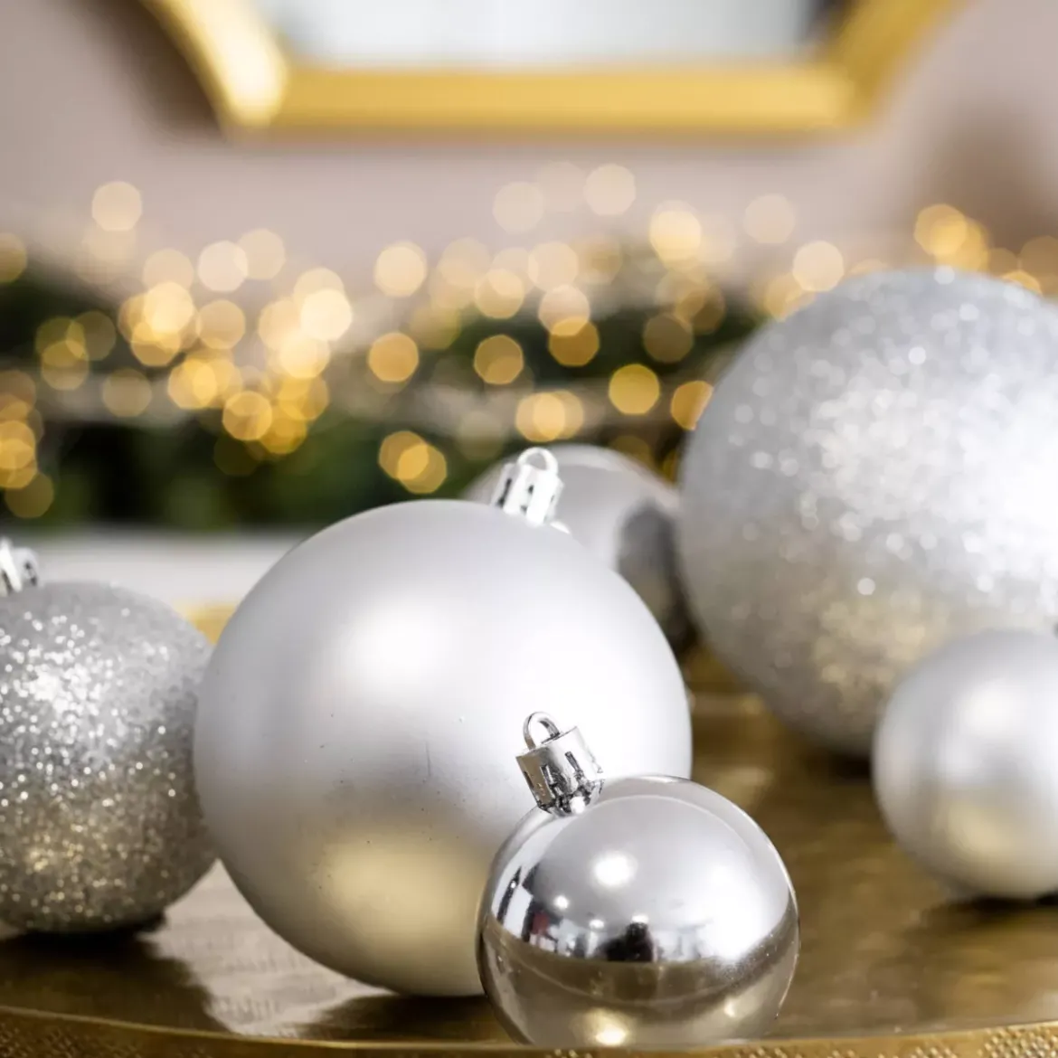 Confezione di 30 palline di Natale assortite New Alpine Argento