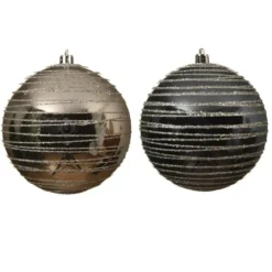 Confezione di 12 palline di Natale (Ø100 mm) Quincy Blu notte e Argento